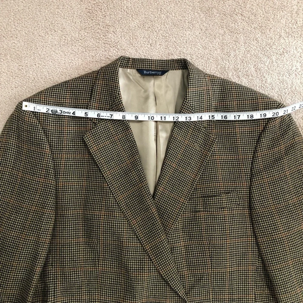 Burberrys Vintage Mens Houndstooth Wool Blazer 46 Long